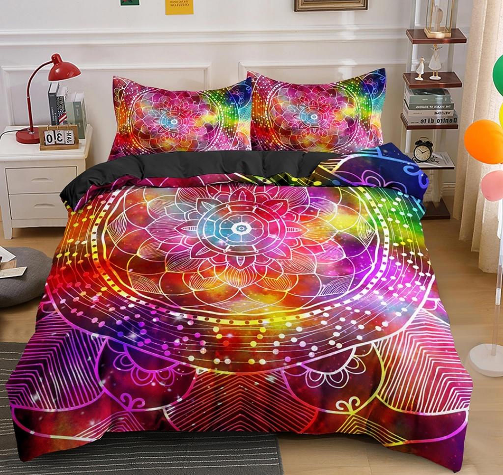 King Size Mandala Duvet Cover Queen King Quilt Cover Psychedelic Bohemian Luxury Bedding Set 3 Piece Set With 2 Pillowcases