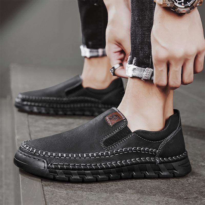 Мужская повседневная обувь, кожаные мокасины ручной работы, качественные мокасины на плоской подошве, мужские кроссовки