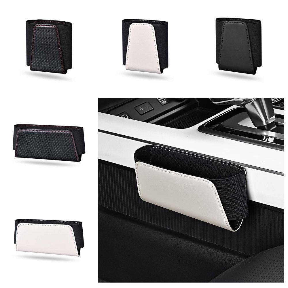 Self Adhesive Car Adhesive Storage Box Leather Cards Phone Key Sticky Pouch Daily Commute