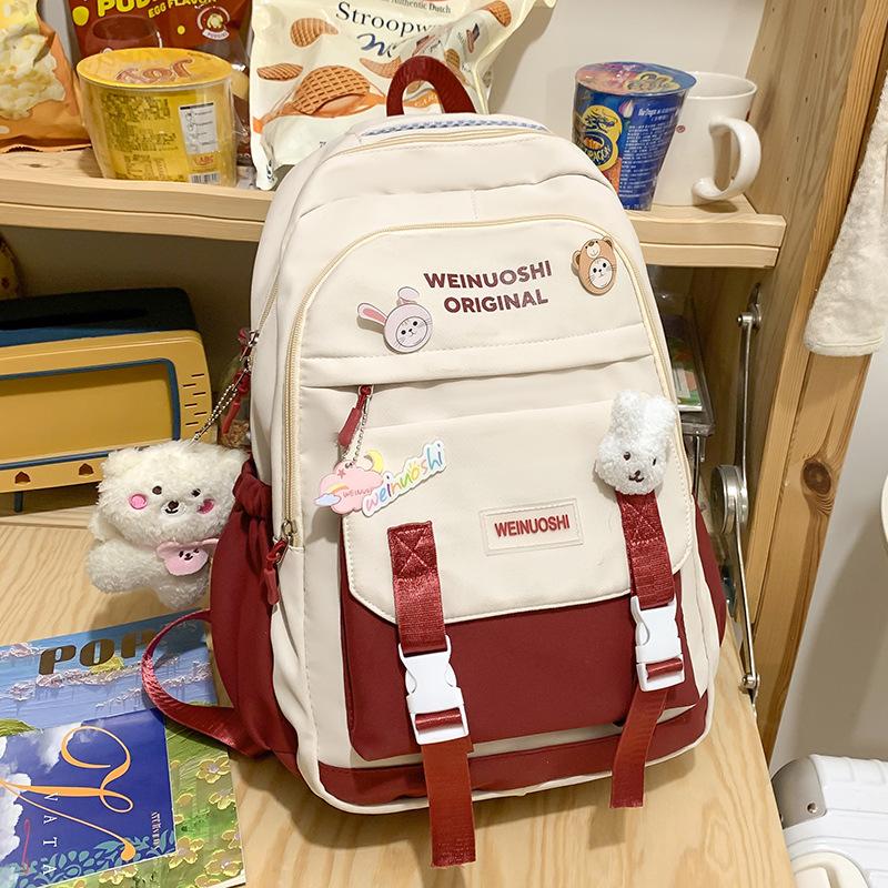 School Bag Children's Primary School Students Color Matching School Backpack Female Middle School Students High Quality Fashion Junior High School
