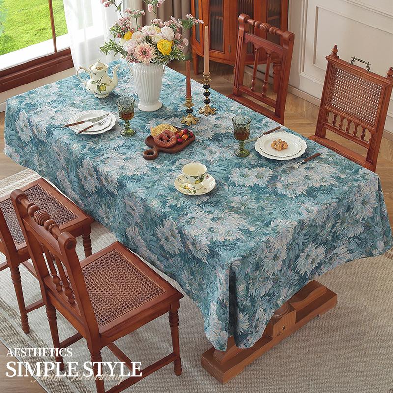 1pcs French Retro Oil Painting Tablecloths Ins Style High-end Light Luxury Dining Table Cover Dust Proof Coffee Table Cloth Living Room Decoration