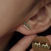 S925 Silver Crown Stud Earrings Emerald Zircon Small Ear Studs Special Interest Light Luxury Ins Advanced Sense Design Ear Studs