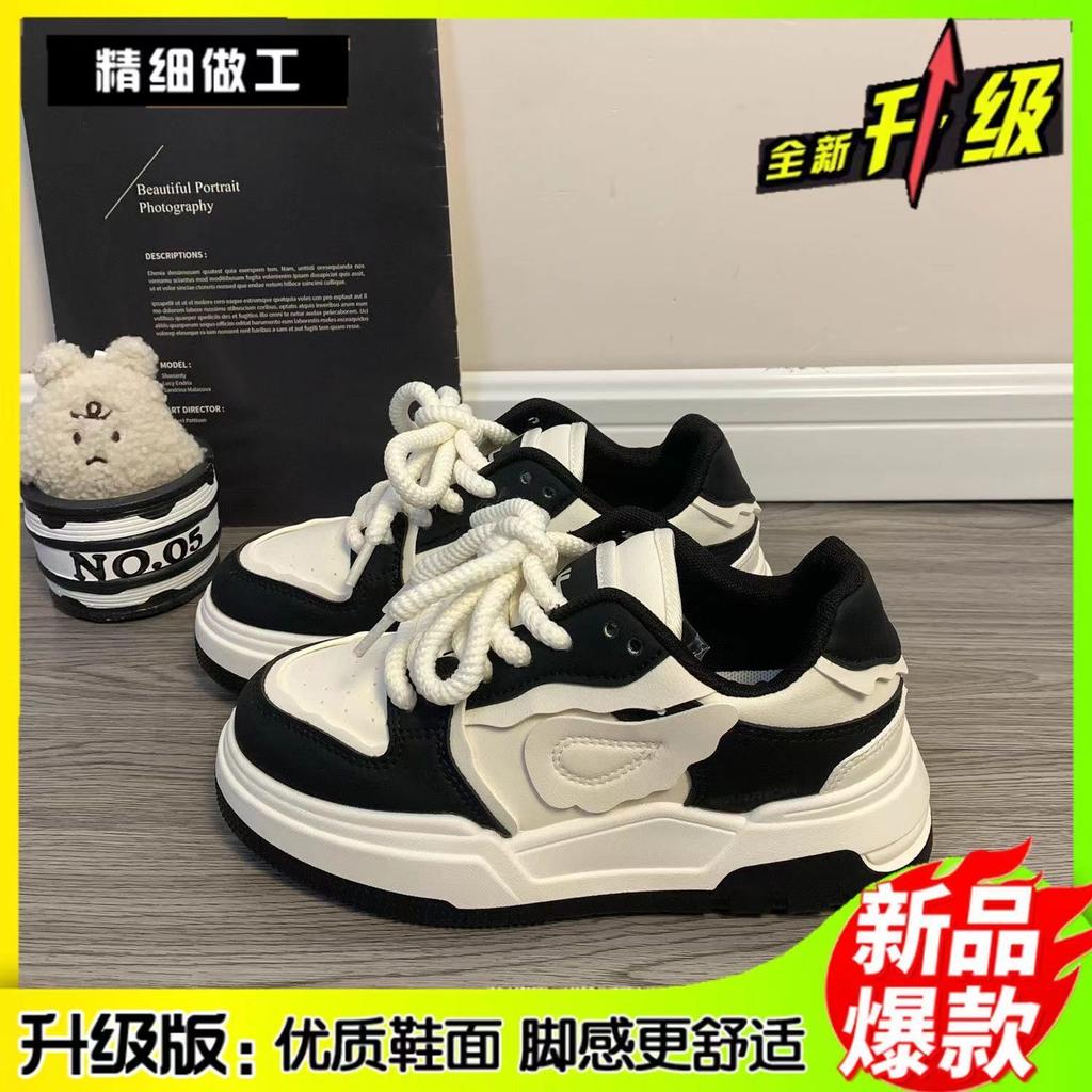 Женские туфли черно-белые панда маленькие белые туфли детские 2024 весна и осень новые универсальные спортивные и досуговые высококачественные студенческие туфли