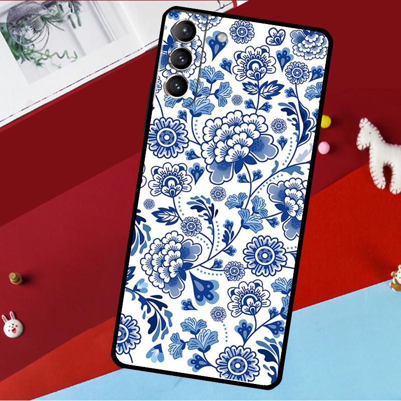 Blue and White Porcelain Funda For Samsung Galaxy S26 S25 S24 S21 S22 S23 Ultra S10 Plus S20 FE S25 FE Phone Case