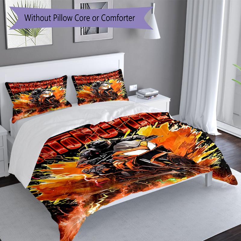 Motocross Adventure Sport 3‑Piece Bedding Set,Soft Breathable Duvet Cover with 16 Pillowcases,Multi‑Scene for Bedroom Dorm,Perfect Holiday Birthday Gi