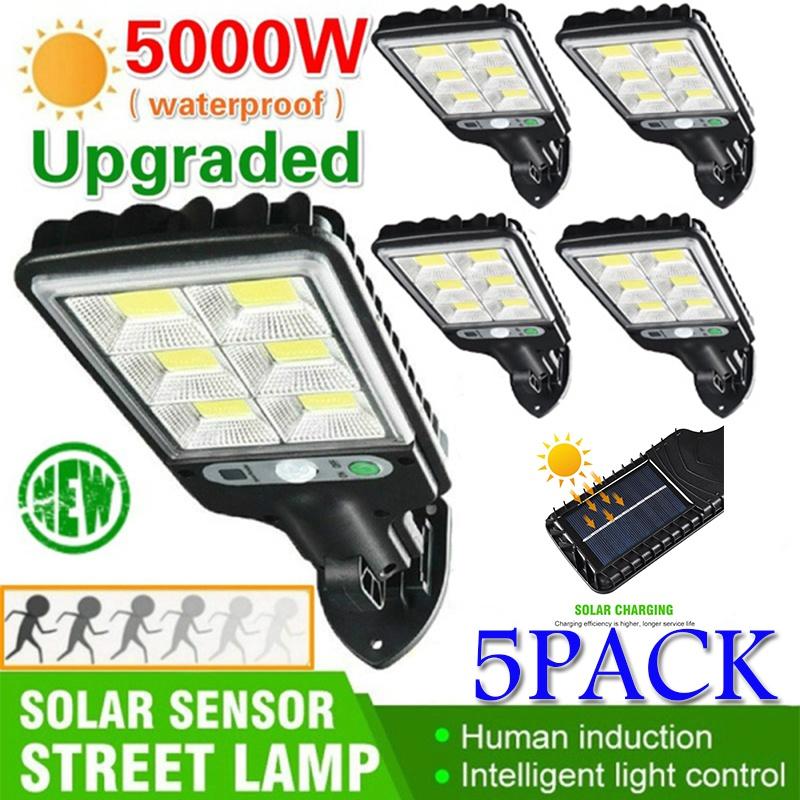 Новый 1/2/3/4/5PACK 5000W солнечный уличный свет PIR датчик движения с регулируемой яркостью света наружный водонепроницаемый ночник IP65 свет 100LED