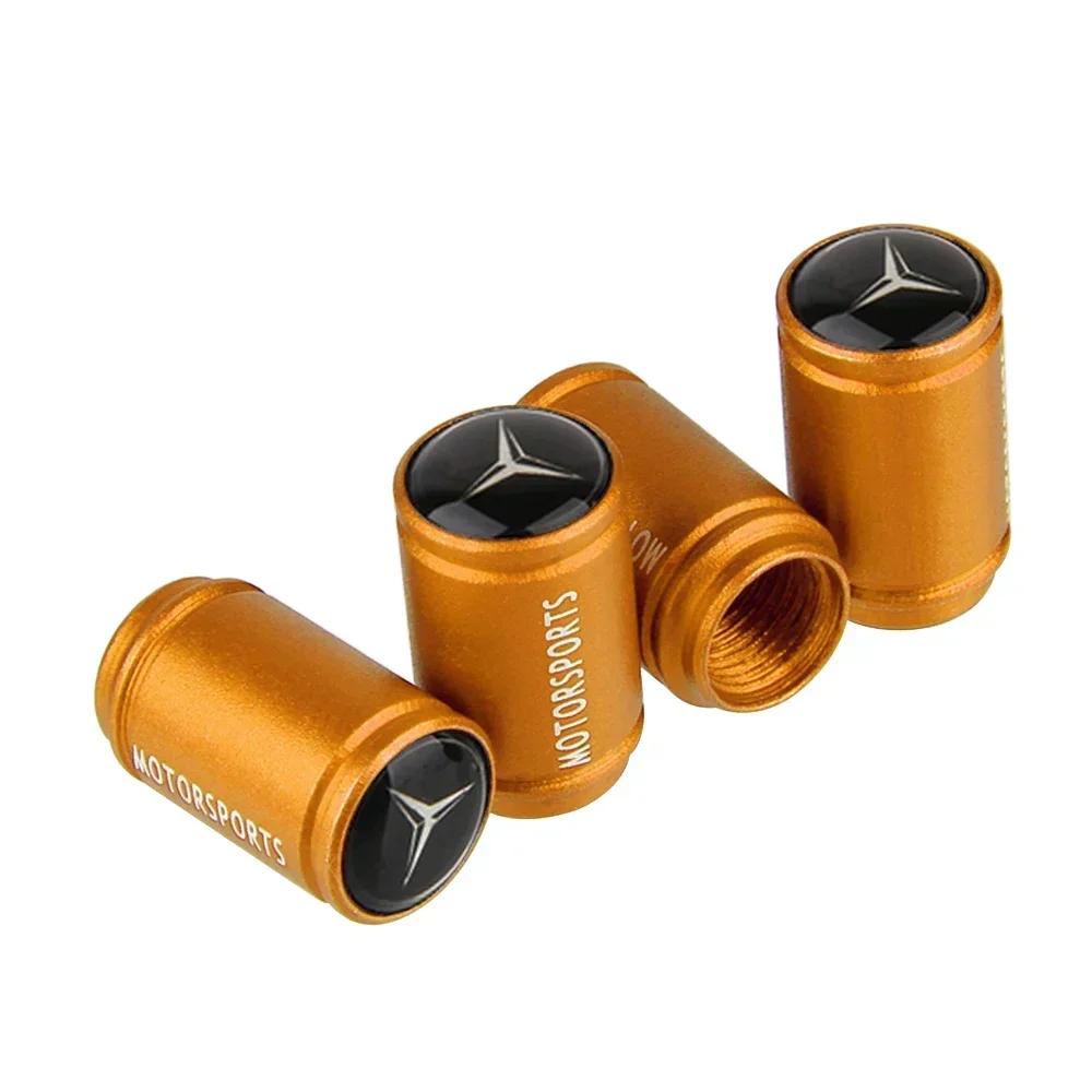 2025 Hot 4Pcs Matte Metal Car Wheel Tire Valve Caps For Mercedes Benz W210 W211 W212 W176 W164 C180 W222 CLK Air Nozzle Cover Ac