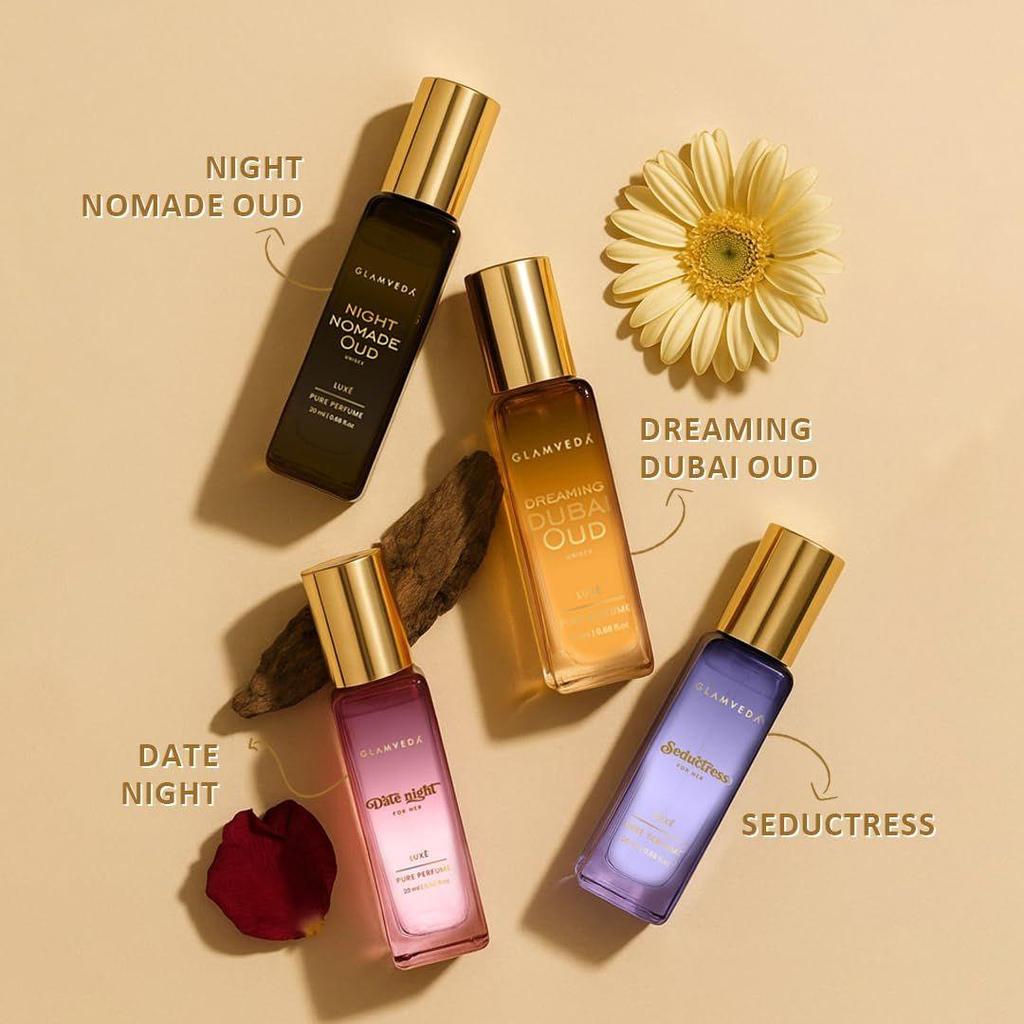 Glamveda Glam Nights Vault 4x20ml | Luxury Long Lasting Unisex Pure Perfume Gift Set |