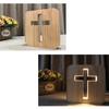 Desktop 3D Wooden Cross USB LED Night Light Table Lamp