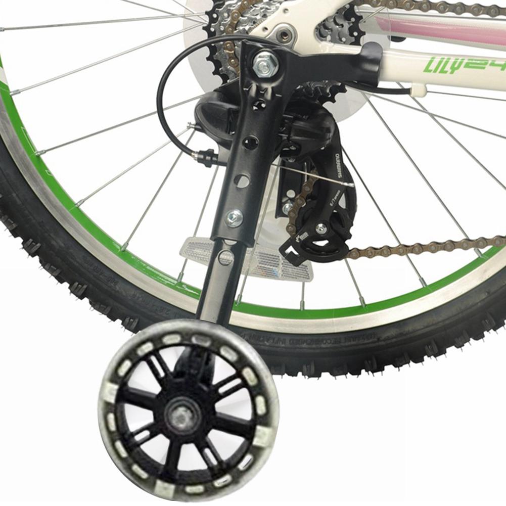Children's Bicycle Training Wheels Flash Mute Wheel Bicycle Stabiliser Mounted Kit Compatible for 12 14 16 18 20 Inch Kids Bikes
