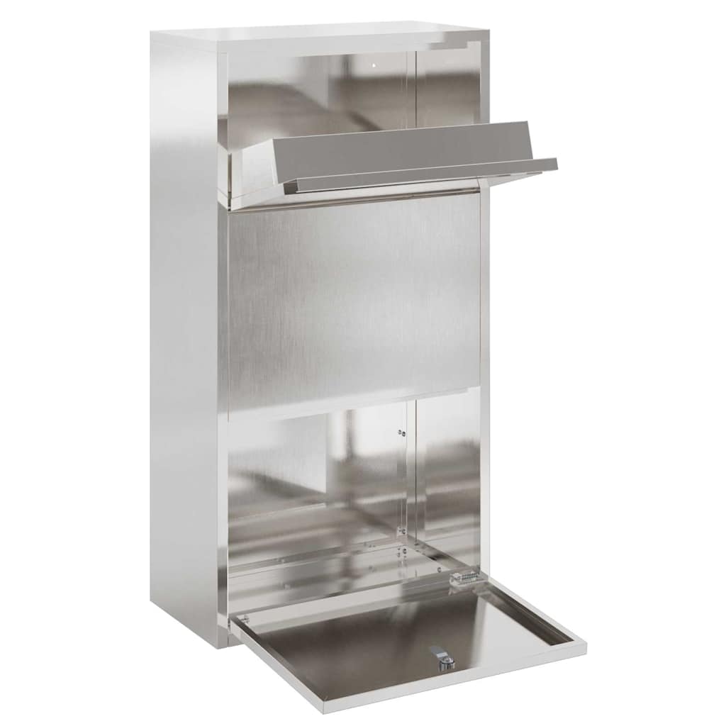 Parcel Drop Box with Storage Silver 44 x 22 x 82 cm Stainless Steel