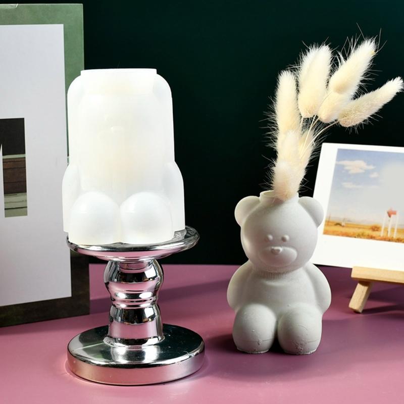 Гибкая силиконовая форма, цементная глиняная форма, гипсовая форма для цветочных горшков для изготовления цветочных горшков в форме медведя или держателей для ручек