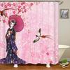 Японский стиль женщина цветы шторки для душа домашнее украшение занавеска с крючками водонепроницаемый полиэстер занавеска для ванной 240*180см