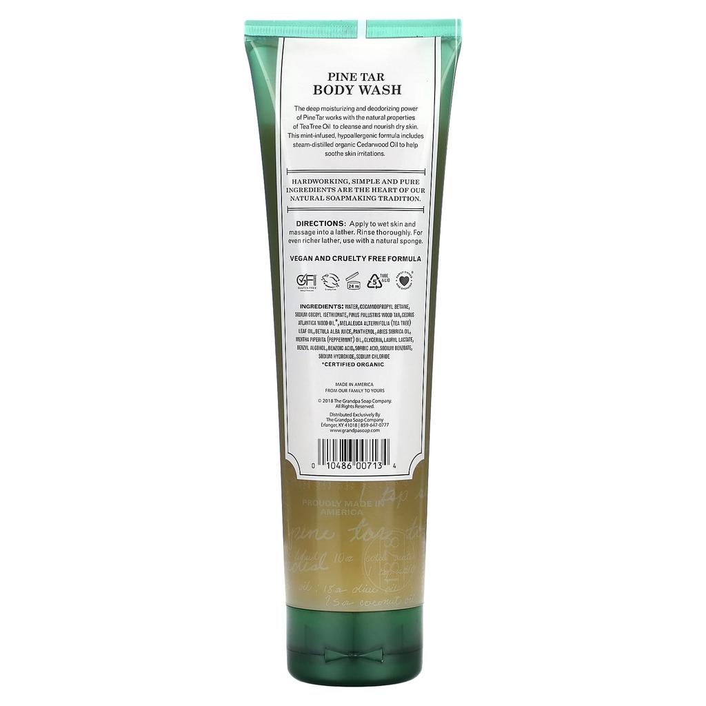 The Grandpa Soap Co. Pine Tar Body Wash, Skin Therapy, 9.5 Fl Oz (280 Ml)