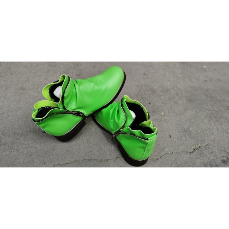 Женские кожаные ботинки с круглым носком и искусственным V-образным вырезом, на молнии сбоку, ботинки Мартин, теплые, на каблуке-подкове, женская обувь