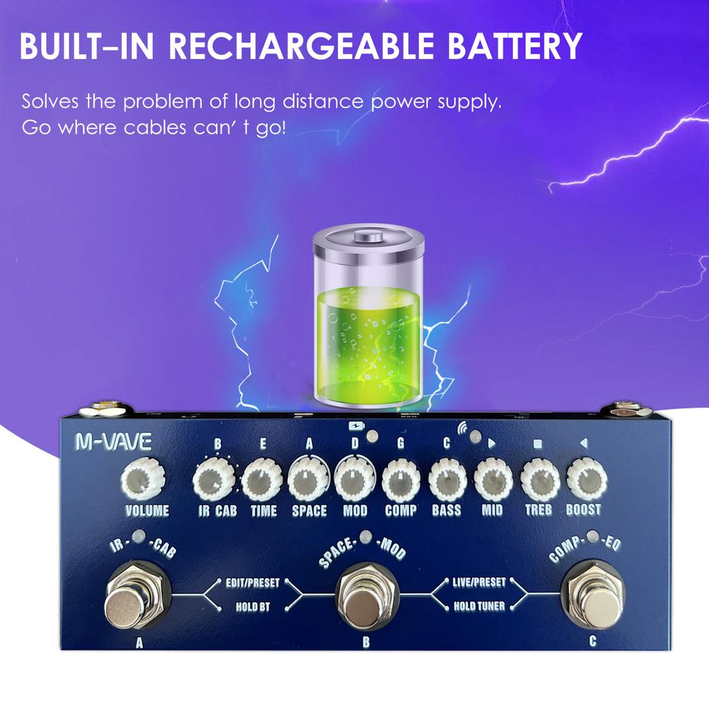 MVAVE CUBE BABY Portable Multifunctional Bass Combined Effect Pedal with Wireless Music Playback