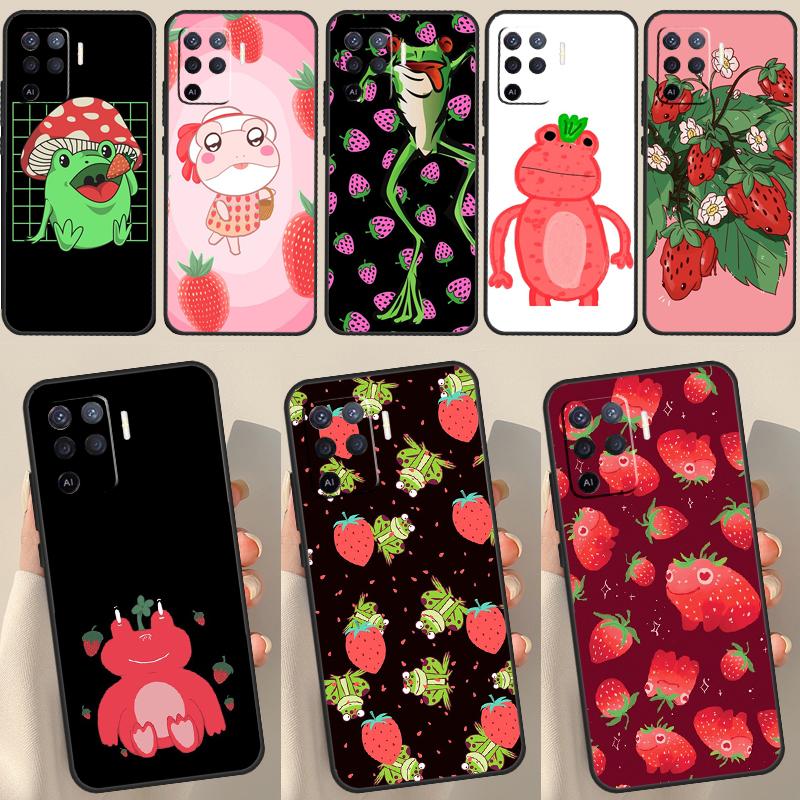 Чехол Cottagecore Fruit Strawberry Frog для OPPO A74 A94 A54 A1K A15 A16 A52 A72 A83 A91 A93 A53S A5 A9 A31 A53 2020, чехол