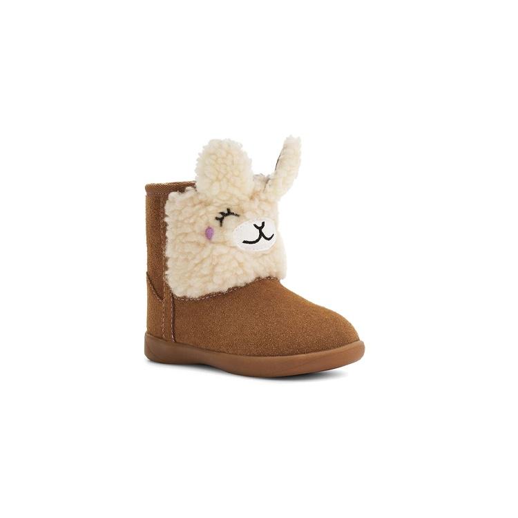 UGG Ssic Снежные ботинки для детей с подкладкой из флиса, на молнии, с изображением ламы, цвет каштановый, для детей от 3 до 7 лет 1123656T-CTSD