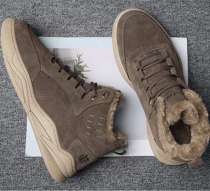High-top Men's Shoes Winter 2024 New Velvet Thickened Warm Cotton Shoes Sports Leisure Work Non-slip Board Shoes Tide Shoes