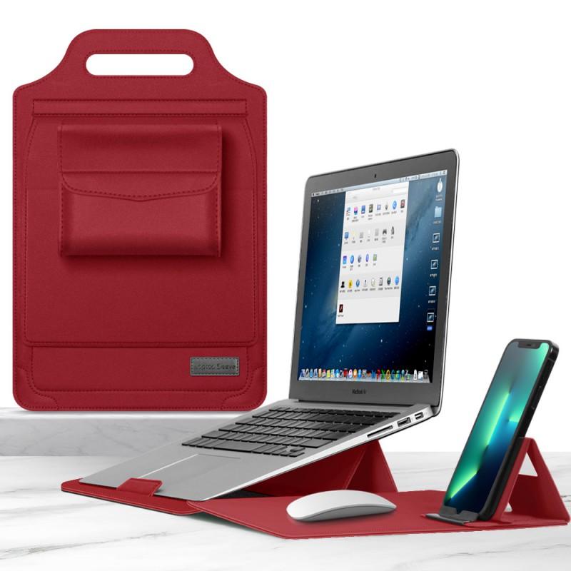 15-inch Laptop Sleeve Case MacBook Air Pro 13 14 Inch With Stand PU Leather Protective Inner Bag