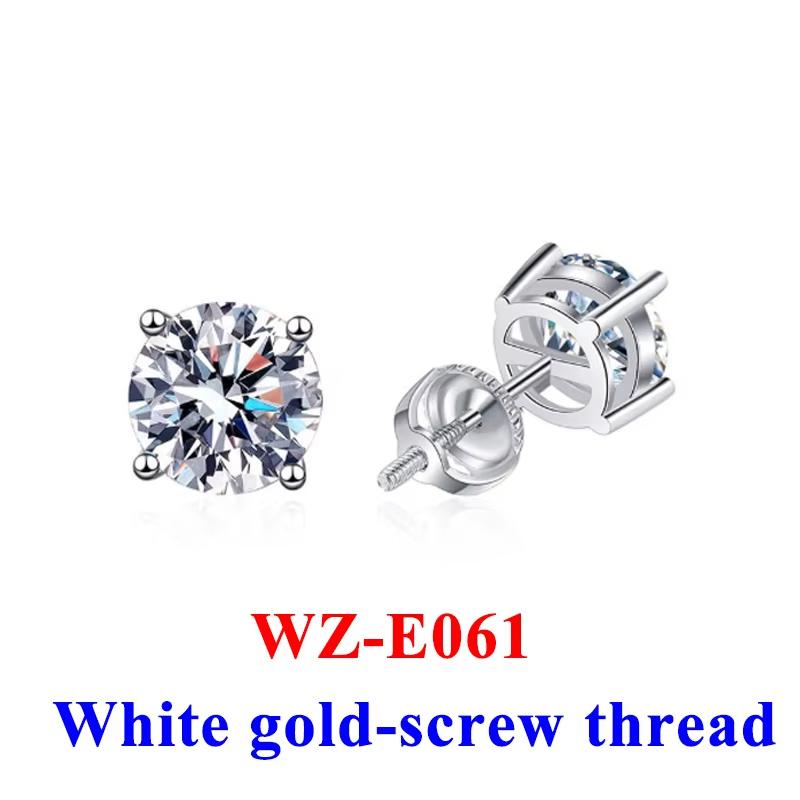 Серьги-гвоздики с бриллиантами 0,5-2 карата из муассанита цвета D для женщин, оригинальные серьги-гвоздики из серебра 925 пробы и белого золота 18 карат, подарок девушке высшего качества