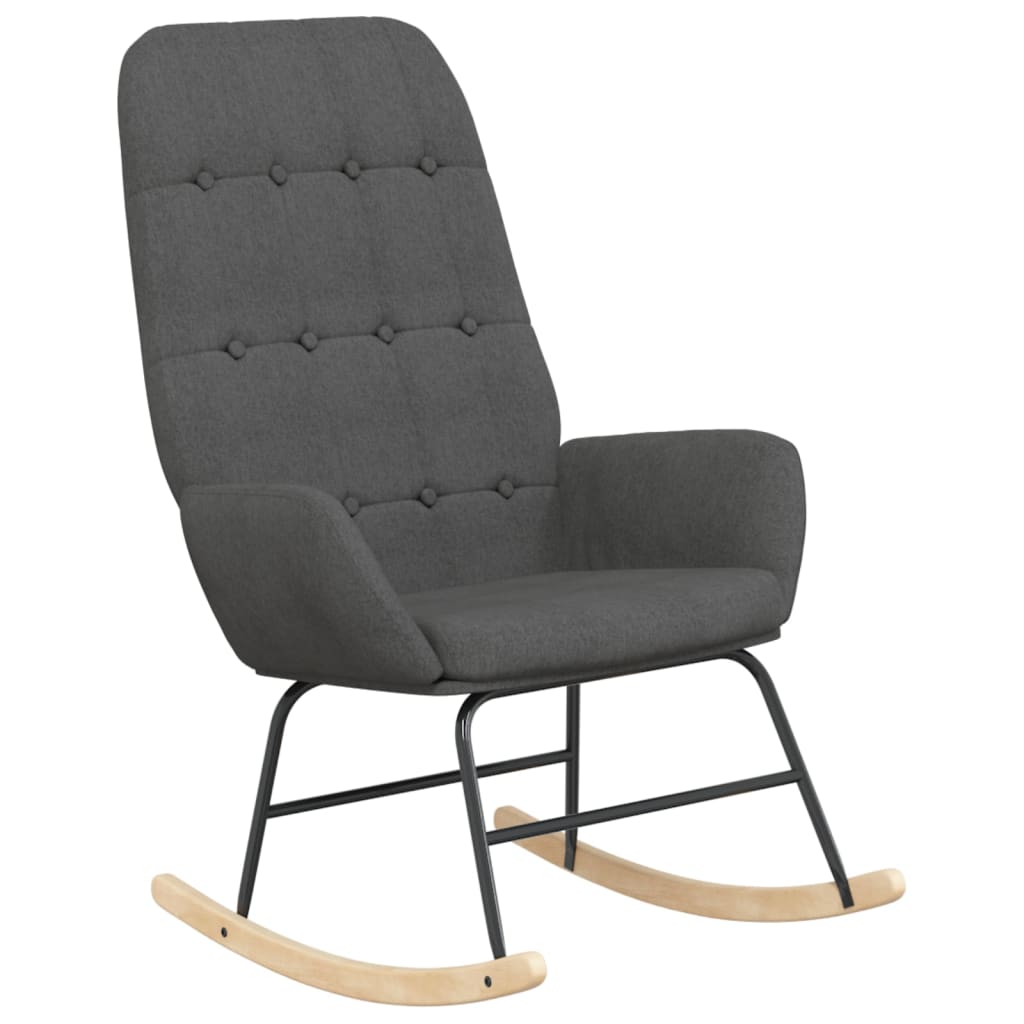 Rocking Chair with Footstool Dark Grey Fabric