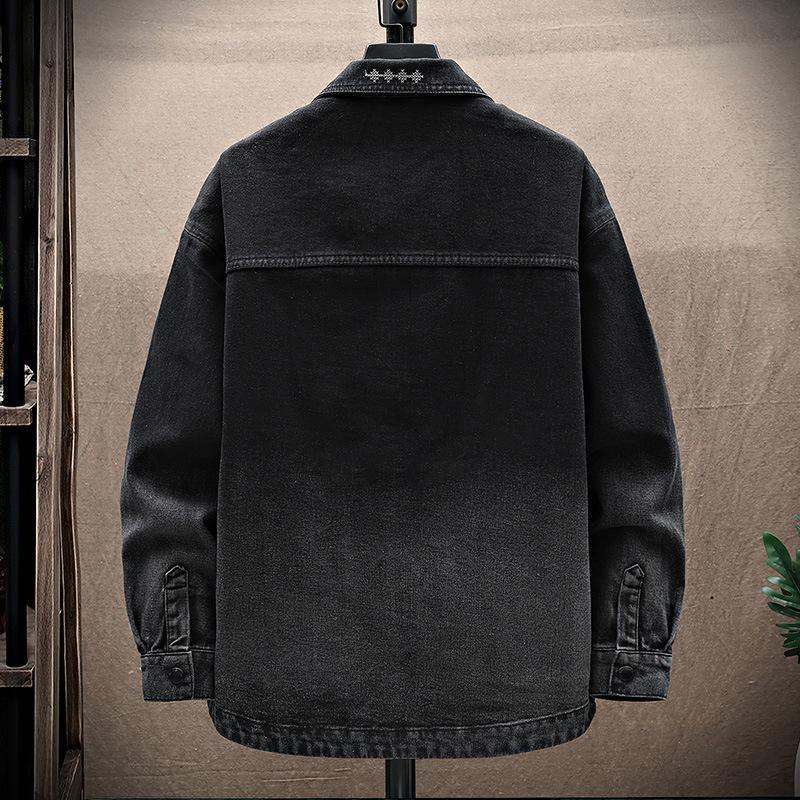 Ретро-стираная весна и осень Новое пальто Старая мужская джинсовая куртка Свободная трендовая универсальная рубашка Топ куртка