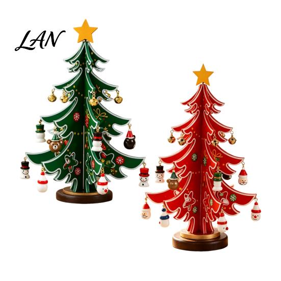 Xmas Party Table Accents Wooden Christmas Tree Ornaments, 3D Rustic Tabletop Decor Reusable Wood Holiday for Home Desk, Nordic Style Centerpiece