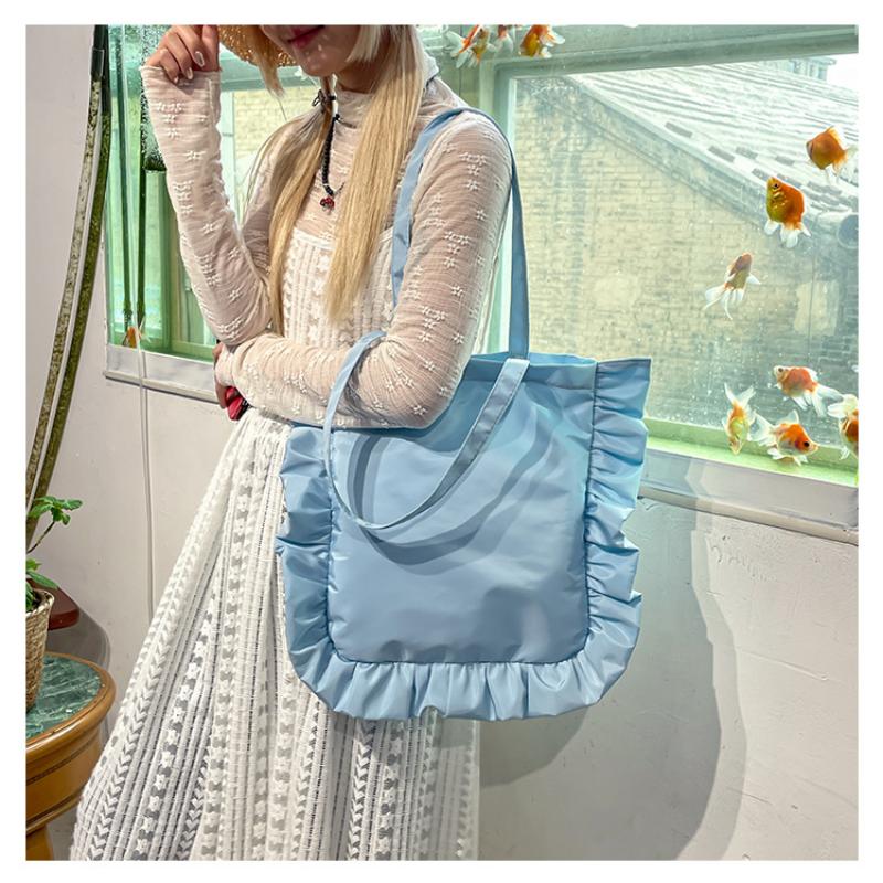 Винтажные женские сумки-тоут Французский стиль Рюши Элегантная Sac A Main Femme Большая вместимость Легкая тонкая На плечо Bolso Mujer Сумки