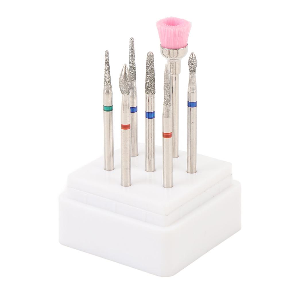 7 шт. Насадки из карбида вольфрама для маникюра, шлифовки ногтей, набор насадок для дрели для ногтей со щеточкой для чистки, прозрачные