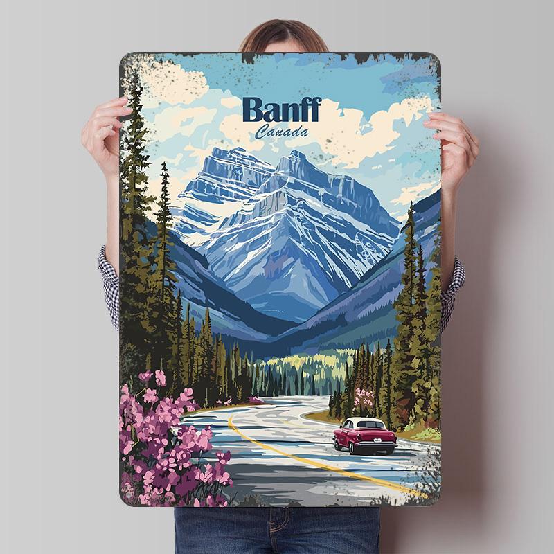 Banff Canada Travel Tin Plaque Poster Customized Wall Art Retro Vintage Metal Signs for Man Cave Bathroom Decor Room Decorations