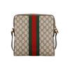 Gucci Сумка через плечо Ophidia с полосками из стропы, канва и кожа, маленькая мужская сумка через плечо, Эбеновое дерево 547926-96IWT-8745