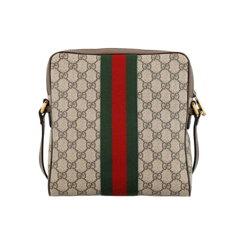 Gucci Сумка через плечо Ophidia с полосками из стропы, канва и кожа, маленькая мужская сумка через плечо, Эбеновое дерево 547926-96IWT-8745