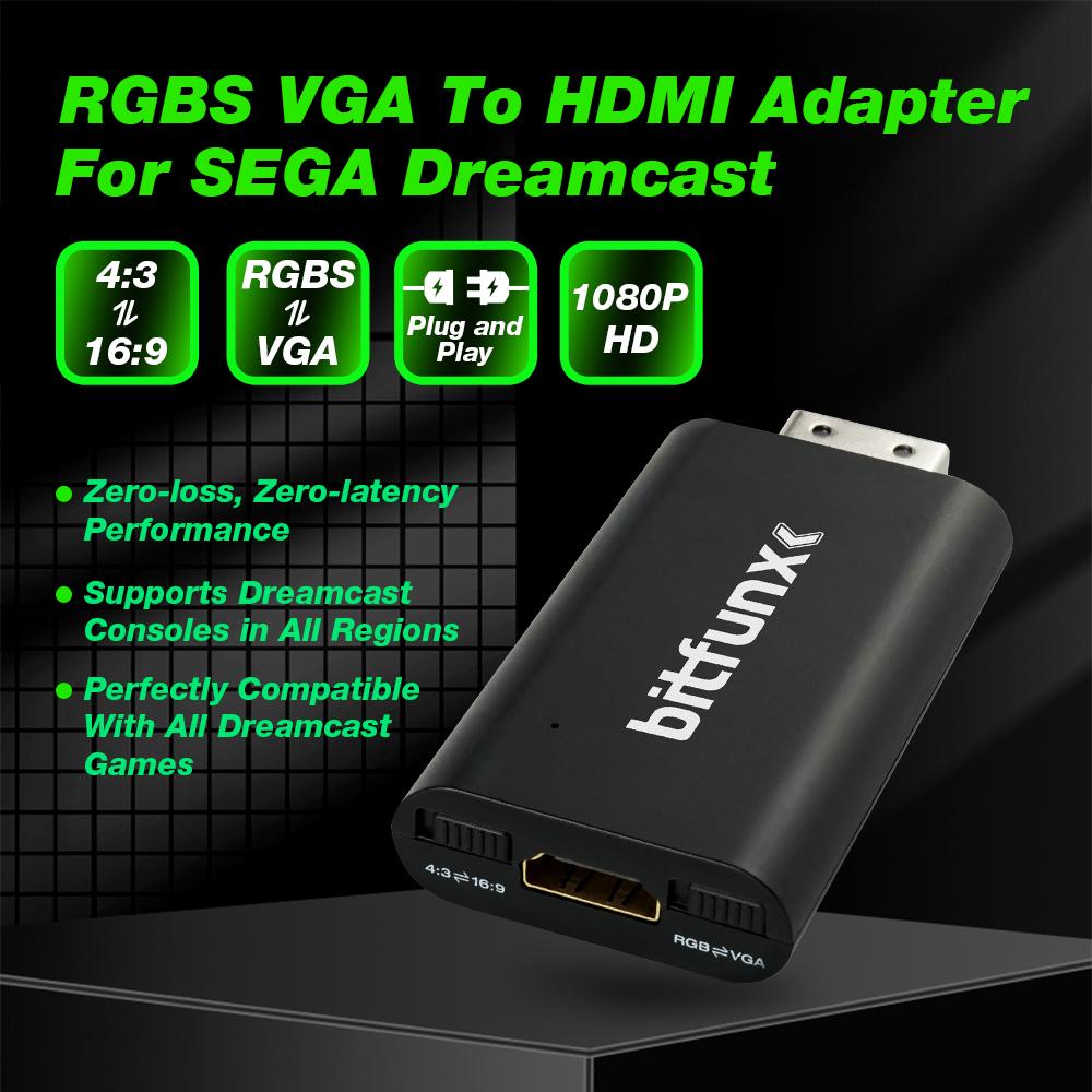 Bitfunx RGBS VGA в HDMI-совместимый адаптер DC в HDTV-конвертер для всех консолей SEGA Dreamcast