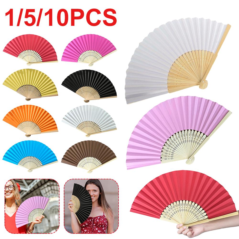 1/5/10 шт. Складной веер из бамбука для рукоделия, взрослых, детей, для каллиграфии, рисования, тренировочный бумажный веер, подарок на свадьбу, вечеринку, декор для дома