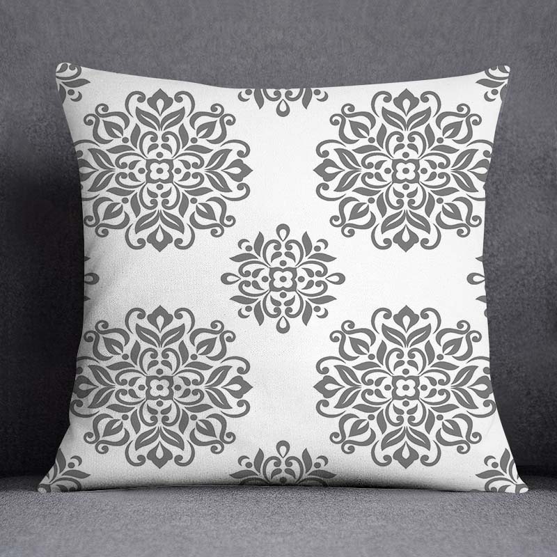 Gray Low White Flower Pattern Home Decoration Pillowcase Square Pillowcase Home Office Decoration Cushion Cover