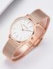 Hannah Martin Wristwatch Stainless Steel Quartz Rose Gold Women's Ultra-Thin (White Dial, Strap)