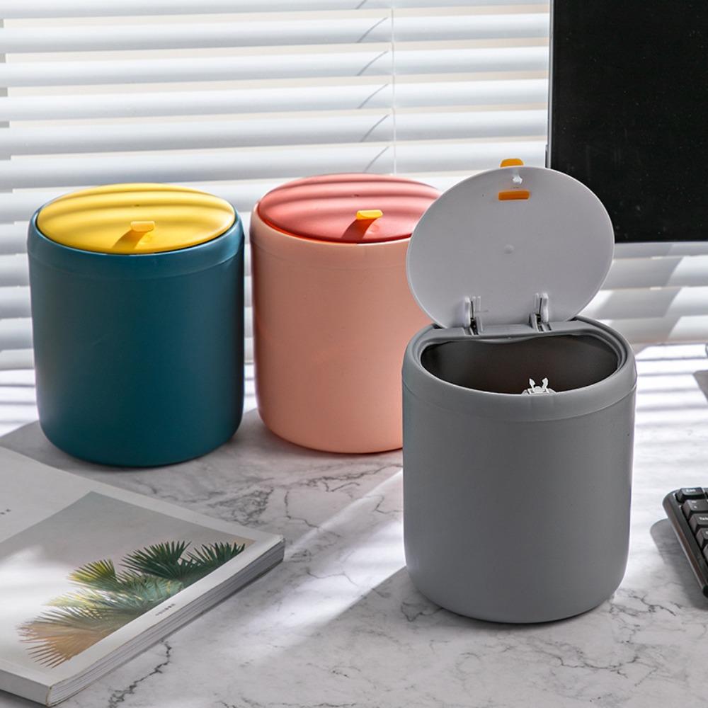 Plastic Table Desktop Garbage Basket Office Trash Can Mini Waste Bin Barrel Box