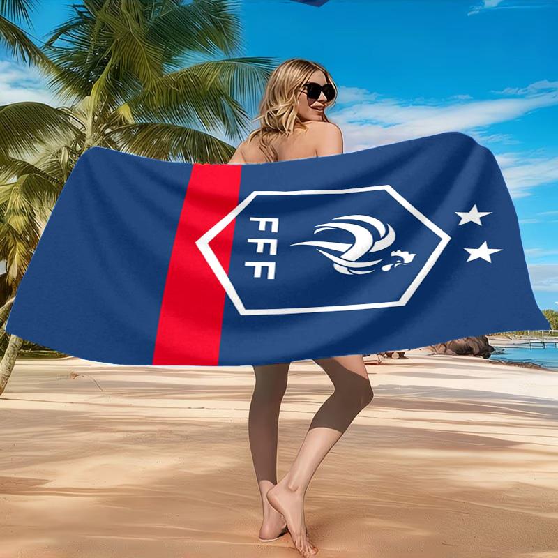 France Soccer Club Emblem Printed Microfiber Beach Towel, Soft And Absorbent, Quick-Dry, Ideal for Summer Travel, Beach Essential, Swimming Pool