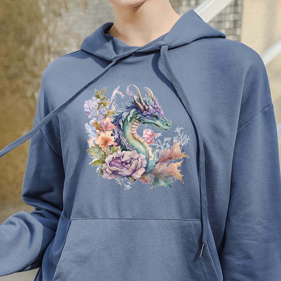 Dragon Flowers Iron On Patch For Clothes High Quality Heat Press Appliqued Fashion Stripes Diy Accessory Sticker Beautiful Patch