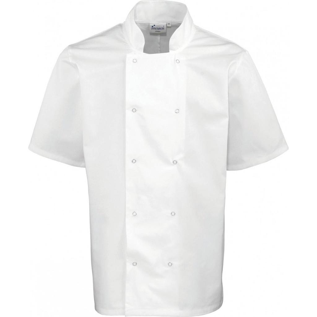 Premier Unisex Adult Stud Front Short-Sleeved Chef Jacket