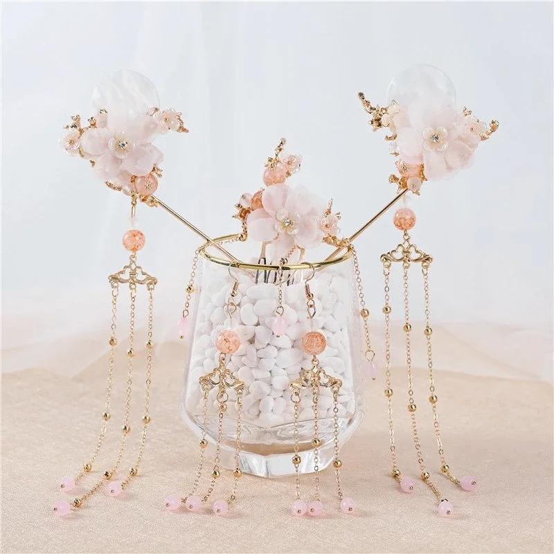 Chinese Style Ancient Style Accessories Crown Tassel Step Swaying Hairpin Ancient Costume Hairpin Fairy Aura Female Jewelry Set
