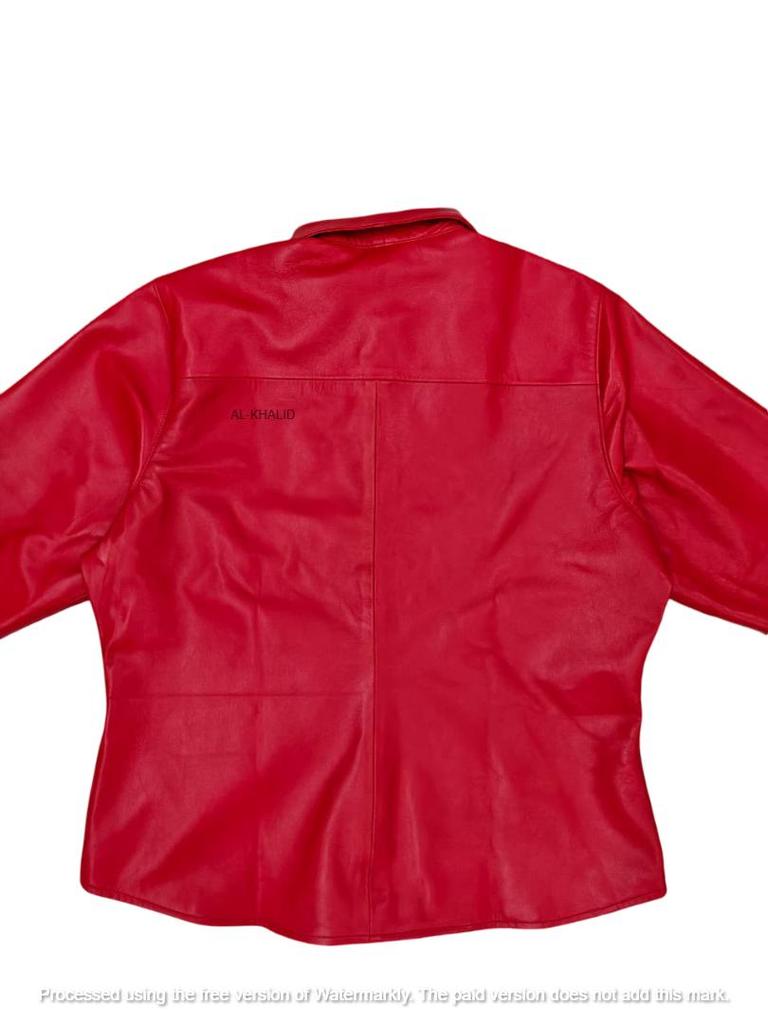 Handmade Lambskin Genuine Soft Stylish Casual Formal Women's Shirt Red Leather