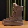 Женские зимние сапоги с промежуточной подошвой Зима 2025 Новый стиль с плюшевыми теплыми короткими сапогами Универсальные водонепроницаемые противоскользящие хлопковые женские сапоги