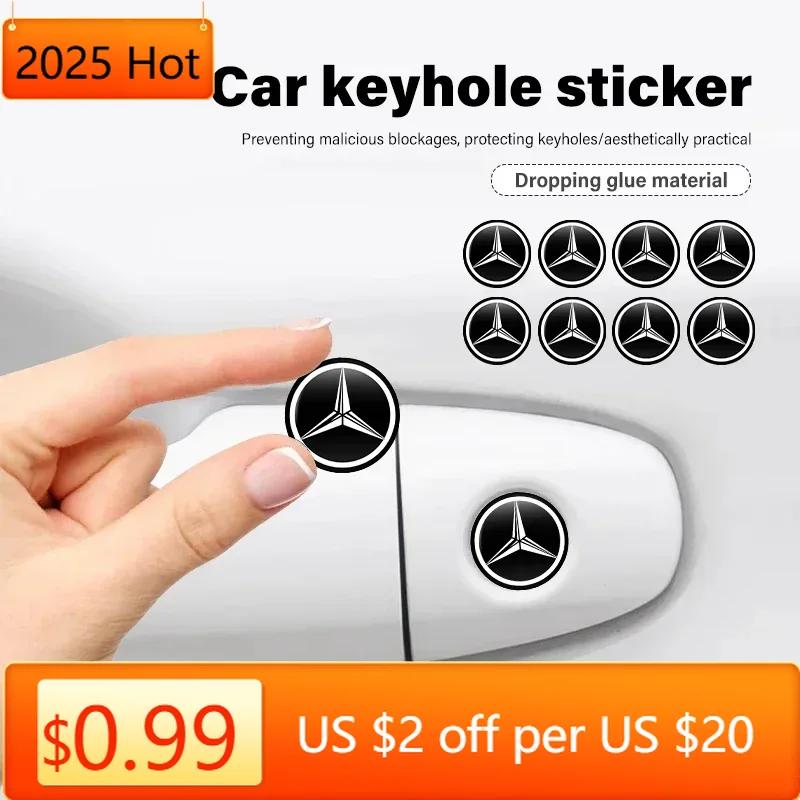 jwlsk5 2025 Hot 8pcs Car Door Keyhole Cover Sticker Universal Lock Core Decal For Benz C180 C300 W124 W176 W177 C200 C260 GLC CLE CLA A