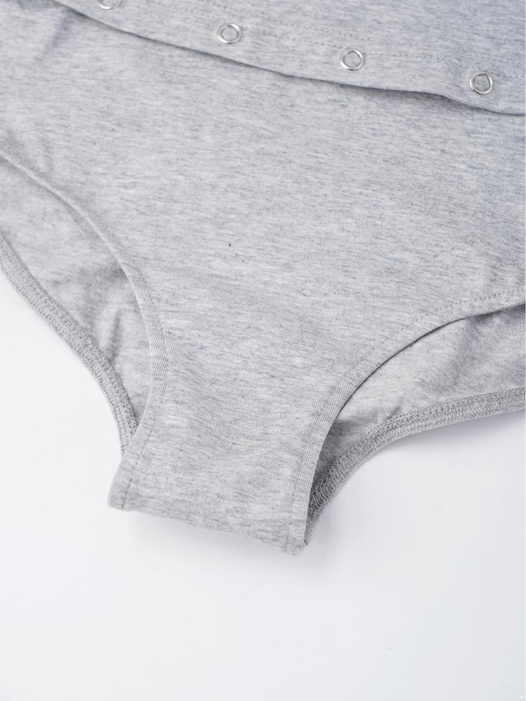 Унисекс Детская Адаптивная Одежда Ромпер с Невидимой Молнией Сзади Против Снимания Круглый Вырез Короткий Рукав Боди