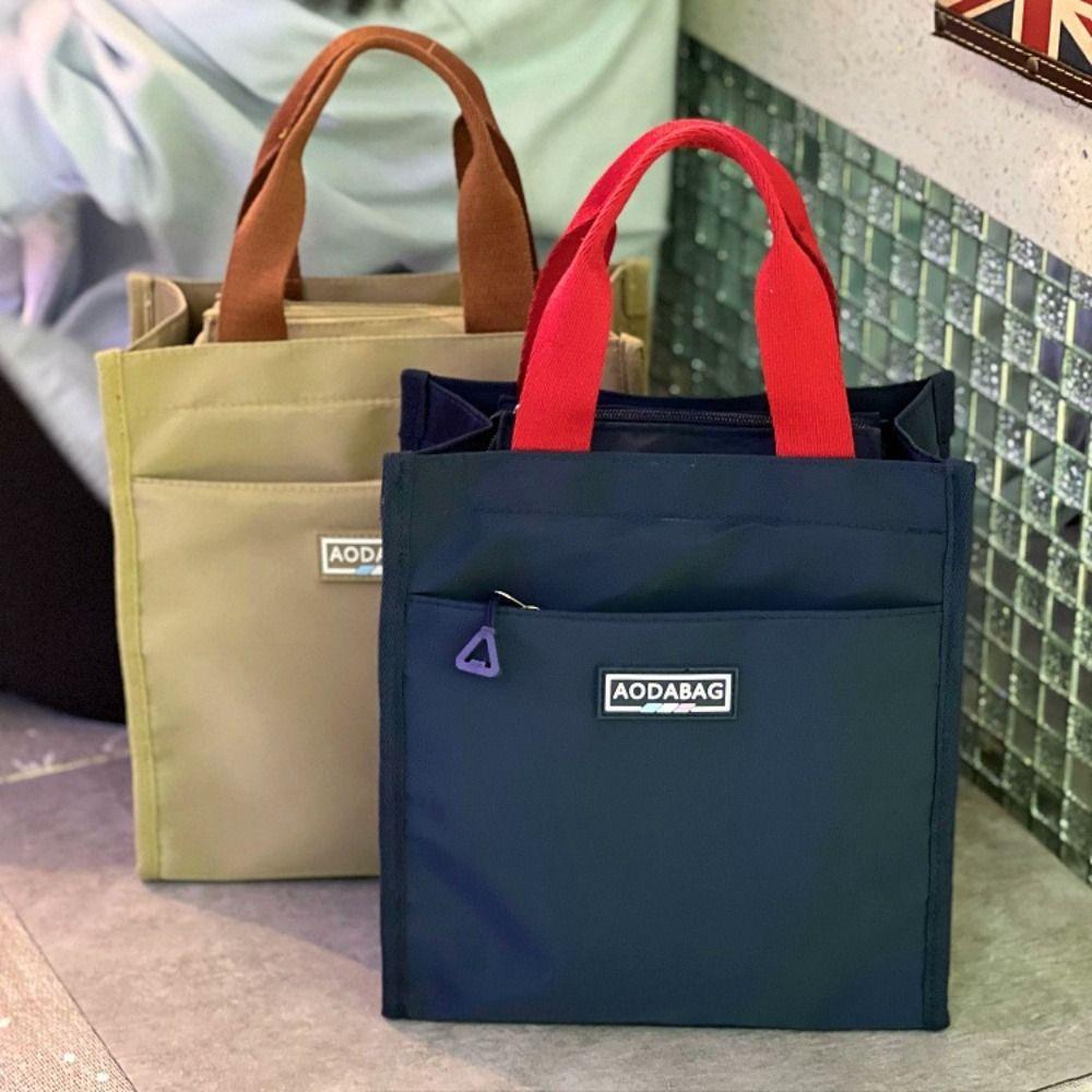 Waterproof Camping Handbag Nylon Student Book Bag Simple Cooler Lunch Bag  Outdoor