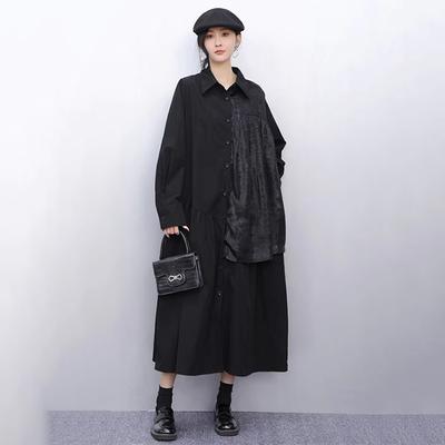 Женское платье с плиссированными лацканами в стиле пэчворк GYX1578