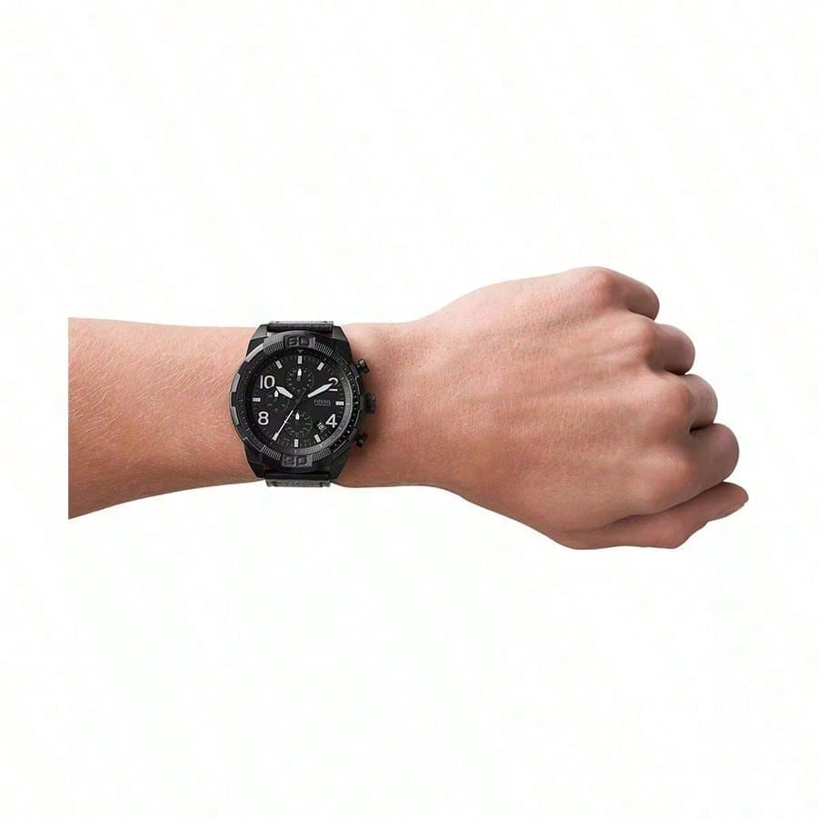 Fossil Хронограф Bronson для мужчин, часы из нержавеющей стали черного цвета, FS5874