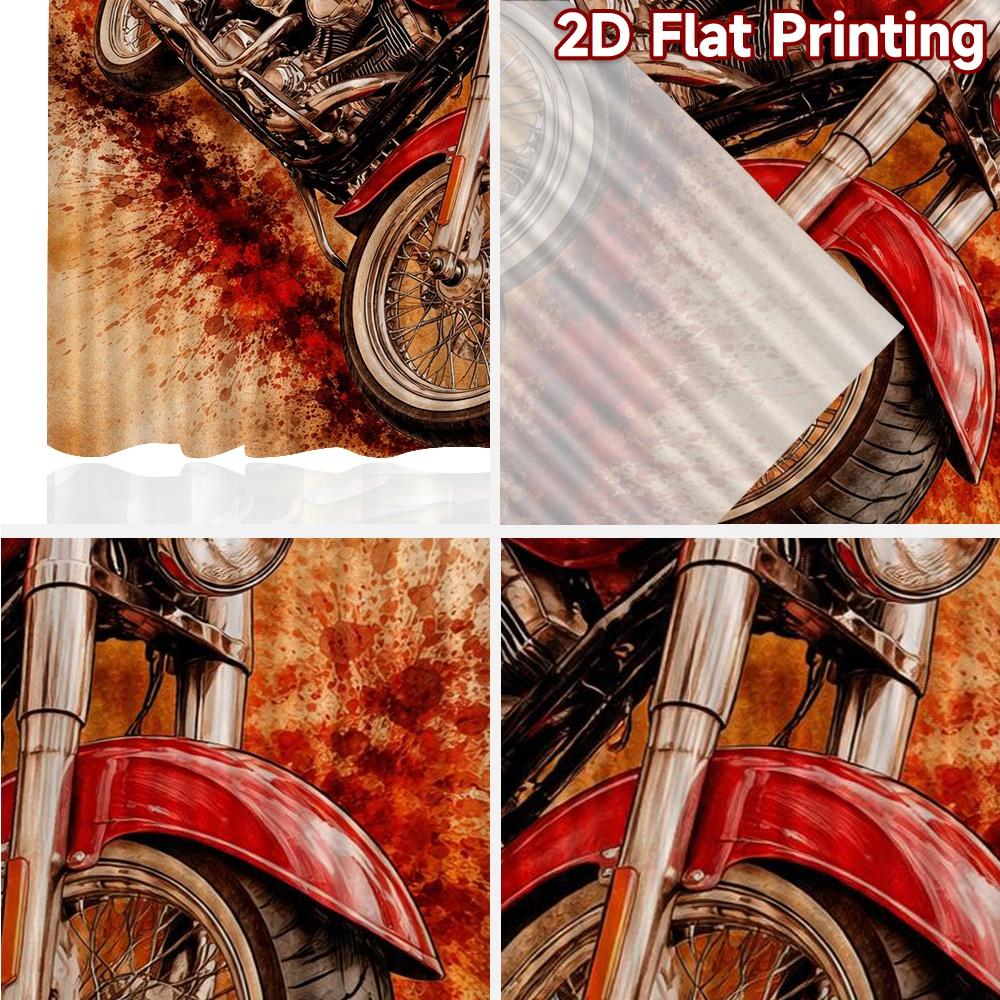 2D FLAT PRINTING 2pcs Curtains (Without Rod) Red Motorcycle Art Explosion Popular Curtain Fabric Versatile Polyester Curtains
